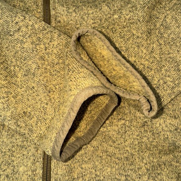 L.L. Bean Sweater Fleece Full Zip Jacket Coat Outdoor Hiking Mustard Men Large - Picture 10 of 10